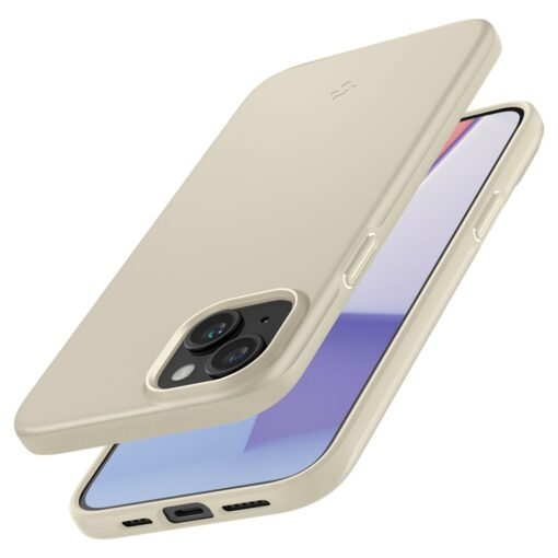 iPhone 15 umbris Spigen Thin Fit plastikust taguse ja silikoonist raamiga bee 1